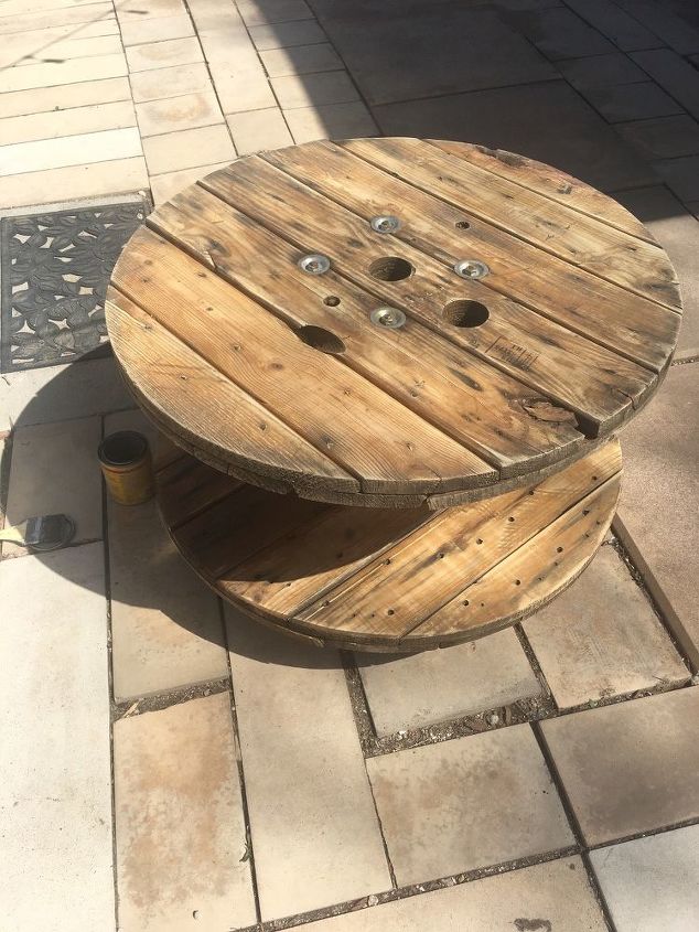 roadside free spool to a weathered spool table, Here I sanded it lightly