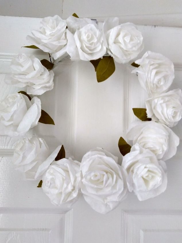 romantic coffee filter rose wreath