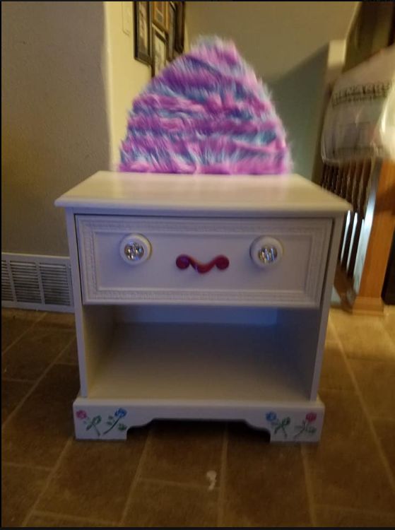 old nightstand becomes funtroll nightstand