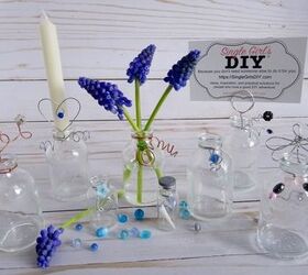 make your own party decorations with glass bottles and beads