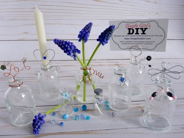 make your own party decorations with glass bottles and beads