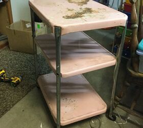 updating an old kitchen cart, Pink and rusty