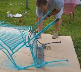 bright cheerful lawn furniture makeover