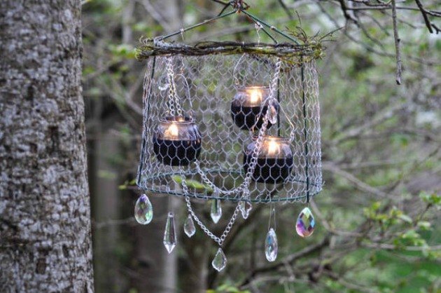 15 unconventional ways to use a tomato cage, Or hang it as a stunning outdoor chandelier