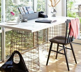 15 unconventional ways to use a tomato cage, Use them a rustic table legs