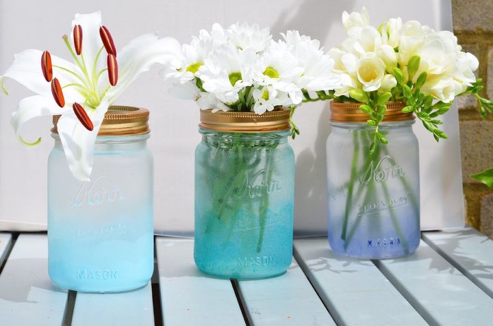 s 15 affordable diy projects you can do right now, Coastal Cloud Painted Mason Jars