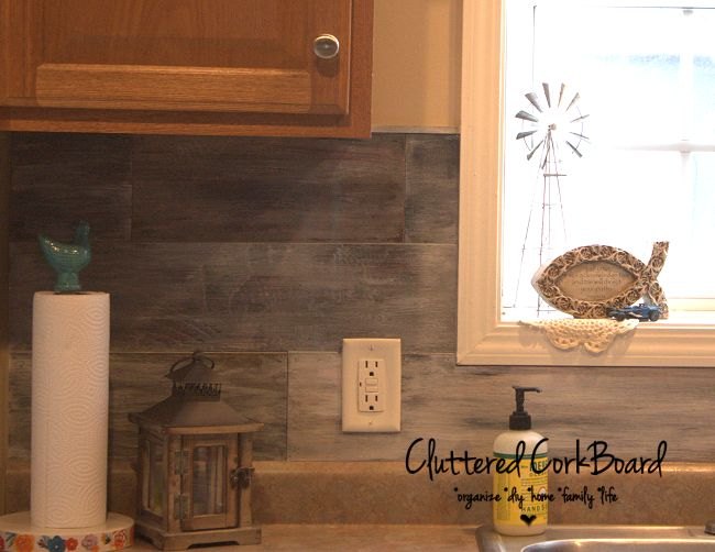 s 15 affordable diy projects you can do right now, Faux Barnwood Kitchen Backsplash