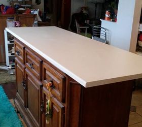 converted a china hutch to a kitchen island