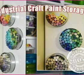 s craft organization ideas mom will love, Industrial Paint Bottles
