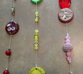 beads and bottlecaps wall hanging