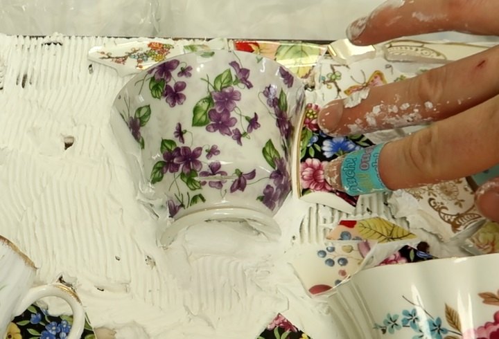 mosaic teacup planter