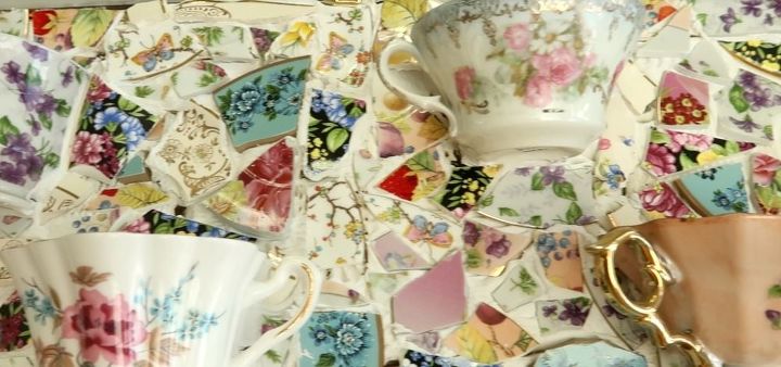 mosaic teacup planter