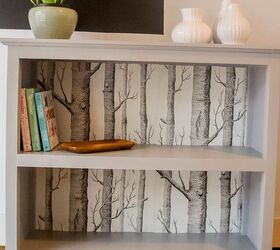 15 totally doable makeover ideas you can finish in one day, Update a bookcase with wallpaper
