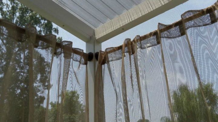 s how to get backyard privacy without a fence, Hang some curtains from a bamboo rod