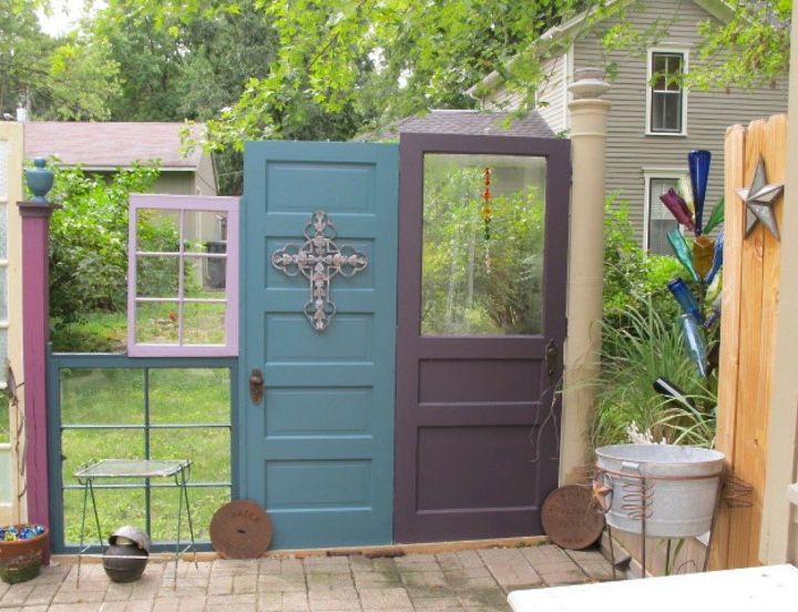 s how to get backyard privacy without a fence, Collect old doors and windows