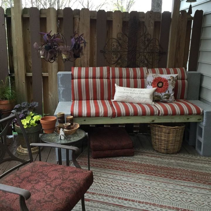 s 10 genius ways to use cinder blocks in your garden, Cover a cinder block bench for cozy seating