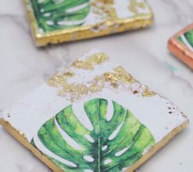 s 23 adorable ways you can make your own coasters, Palm Leaf Tile Coasters