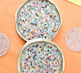 s 23 adorable ways you can make your own coasters, Bead Filled Resin Coasters