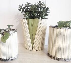 15 cute ways to decorate tin cans into planters, Covered with natural straws