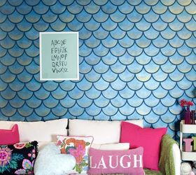 how to stencil a mermaid fish scales wall