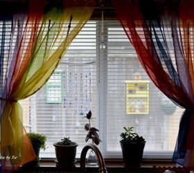 s 9 ways to bring color into your kitchen, Create A Rainbow Curtain For The Kitchen