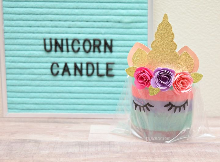 s 15 fun things you can make using your cricut, Unicorn Candle