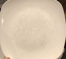 remove knife scratches from porcelain plates, BEFORE