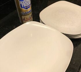 remove knife scratches from porcelain plates, Side by side comparison