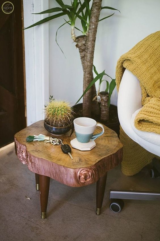 21 small things you can do to beautify your home this weekend, Boho Tree Stump Side Table