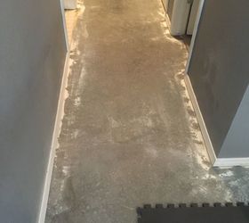 carpet and linoleum to faux wood floor, After filling holes and lightly sanding