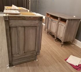boutique counter from an old door, Black glaze over the gray