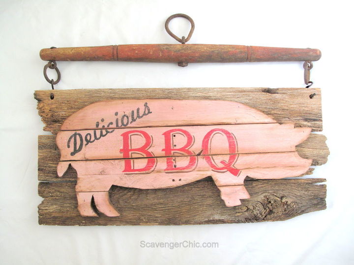 s 16 stunning sign ideas you can make for your home, Piggy Pork BBQ Sign