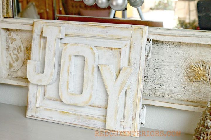 s 16 stunning sign ideas you can make for your home, Upcycled Cupboard Joy Sign