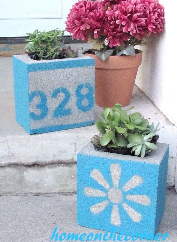 15 genius ways to use cinder blocks in your garden, Turn two blocks into house number planters