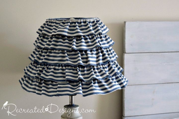 s spruce up your plain lamp with one of these great ideas, A Ruffled Fabric Makeover