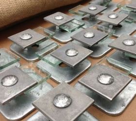 make an industrial piece of art using washers and glass
