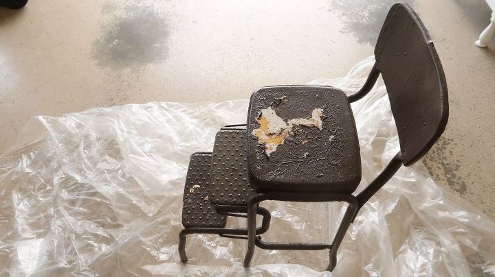 stripping a metal stool