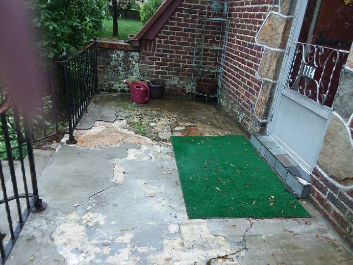 q old rundown concrete front porch