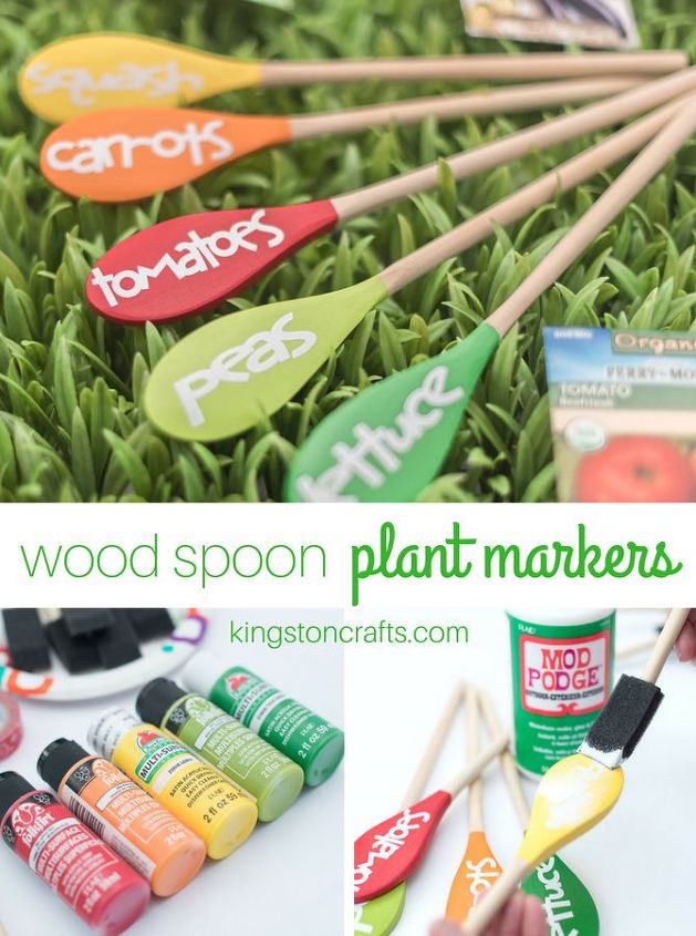 marcadores de jardin con cuchara de madera