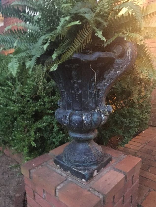 q how do i make my front porch urns look more vintage and concrete