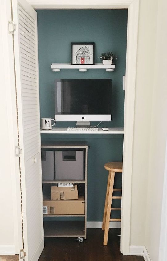 transforme um armrio em um mini escritrio