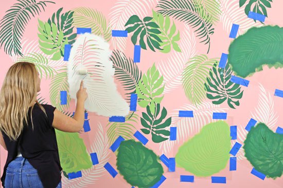 stencil a tropical wall for under 95
