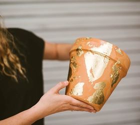 s 22 idea to make your terra cotta pots look oh so pretty, Decorate it with gold foil