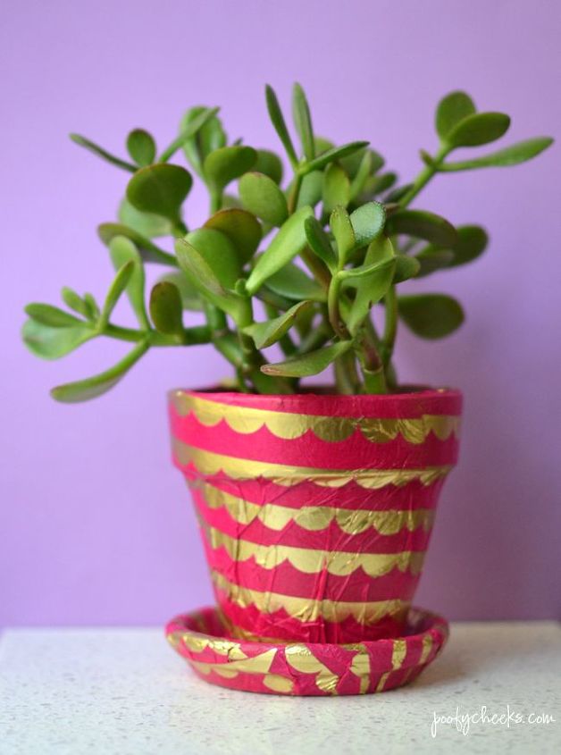 s 22 idea to make your terra cotta pots look oh so pretty, Decorate it with tissue paper