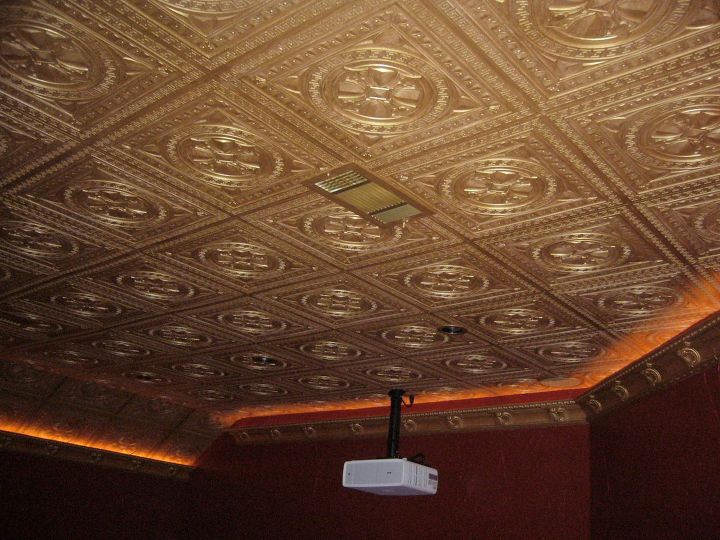 s 17 impossibly creative ceiling ideas that will transform any room, Make it glamorous by adding gold tiles