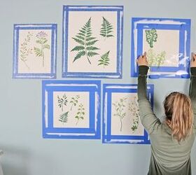 stenciling a faux gallery wall using botanical stencils