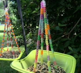 s 13 bird feeders from upcycled items, Salad Container Transformed