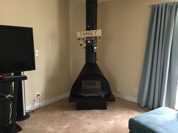 how do i enclose a free standing fireplace have storage too