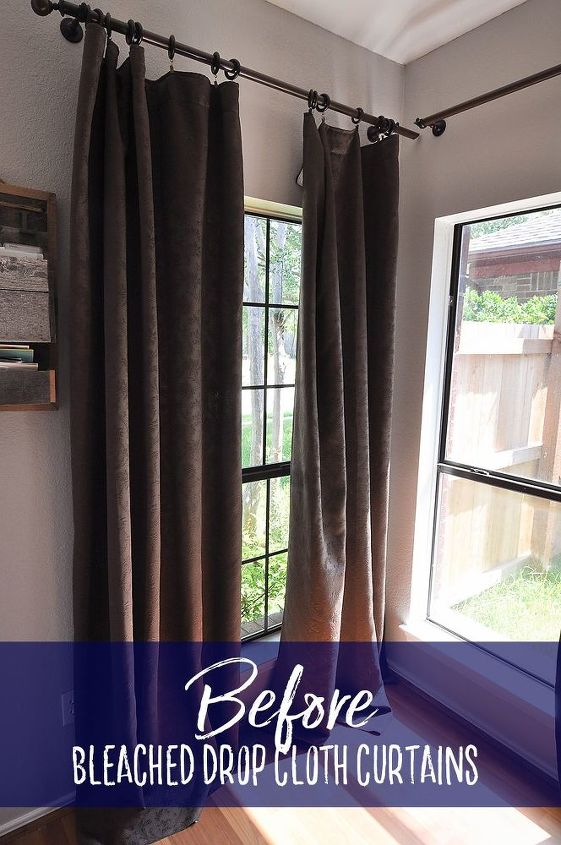 how to make no sew bleached drop cloth curtains