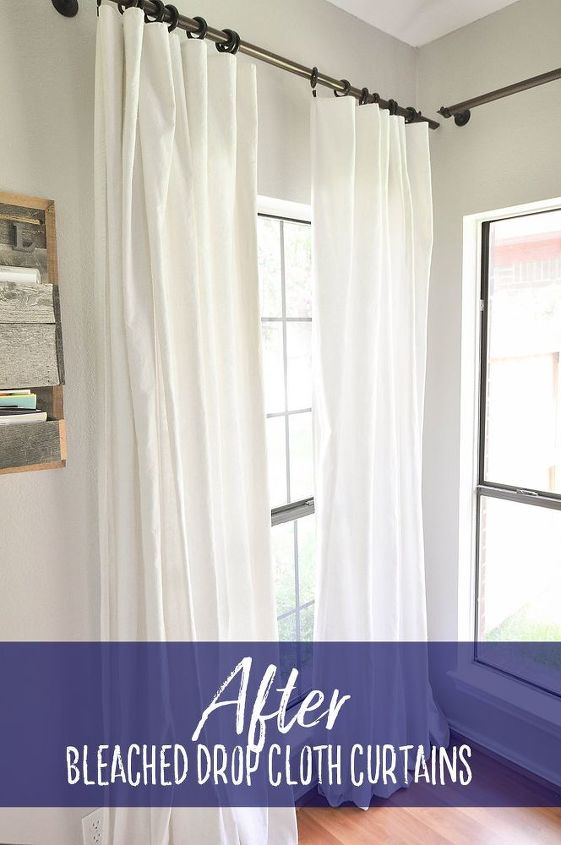 how to make no sew bleached drop cloth curtains